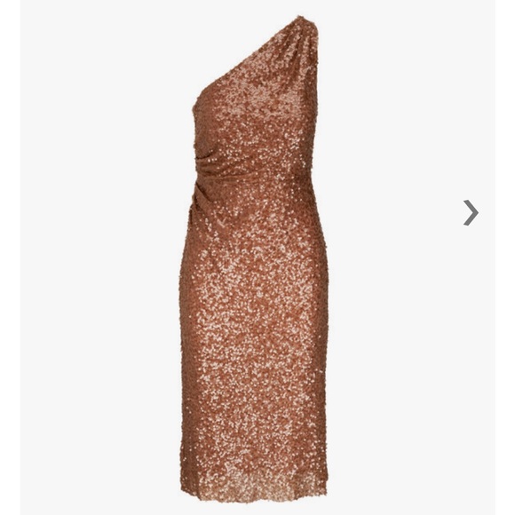 NWT Sachin & Babi Carmen Dress in Honey Sequin One-Shoulder Dress - Picture 6 of 8
